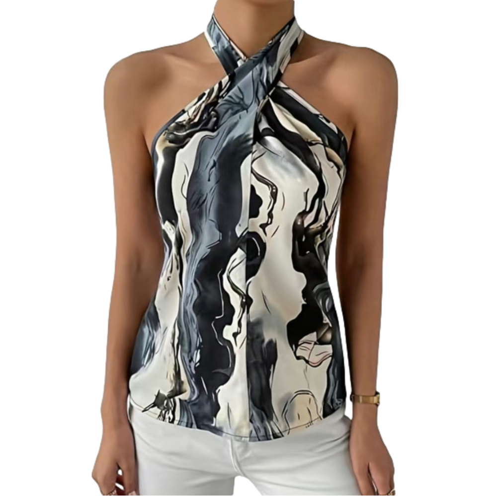 Passion Boho Tie Dye Tie Back Halter Top - Picture 3 of 6
